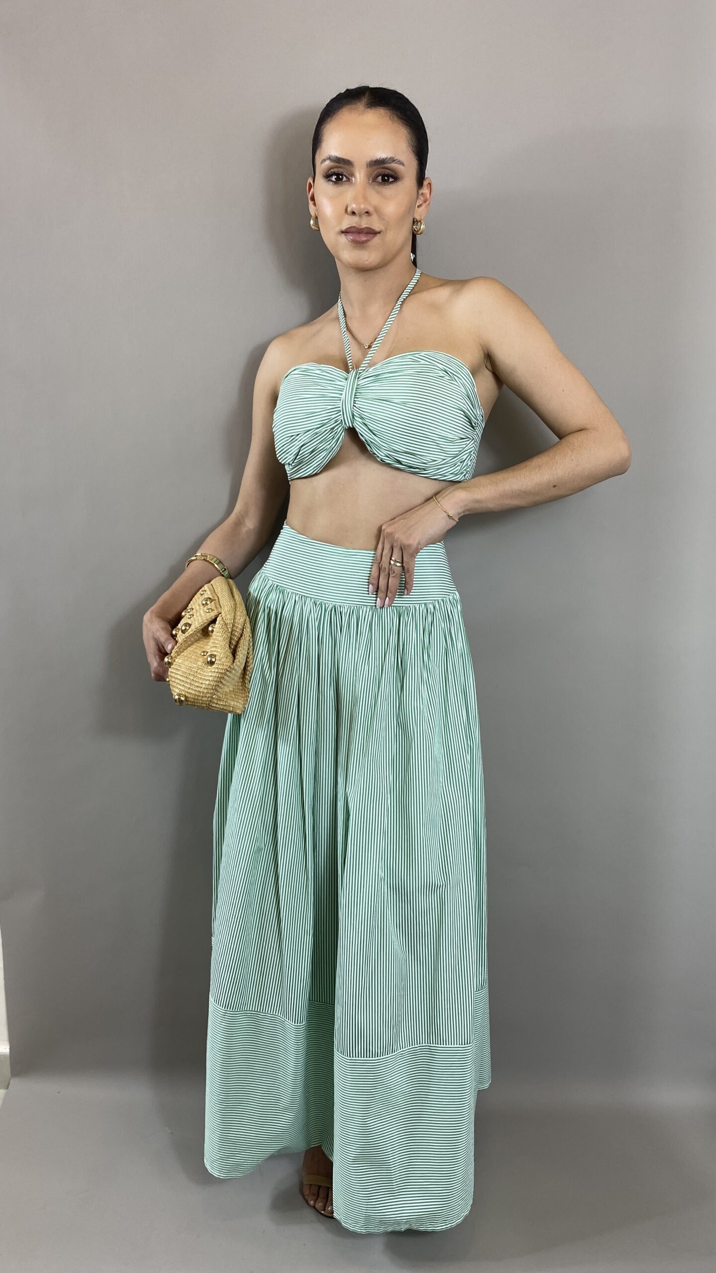 IMG_6383 CONJUNTO CROPPED ESTILO TOP E SAIA - Imagem 1
