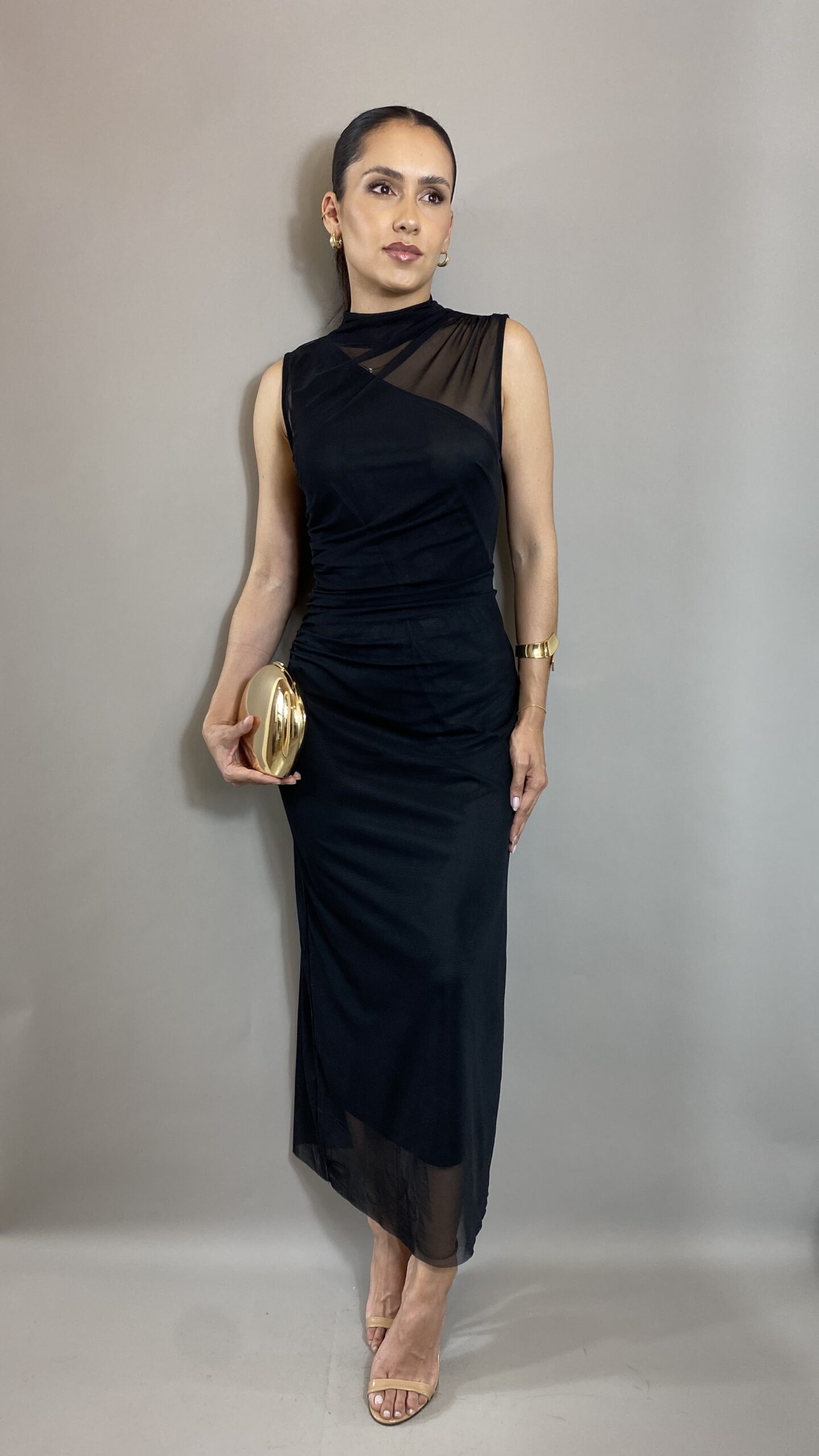IMG_6562 VESTIDO MIDI COM TULE PRETO - Imagem 1